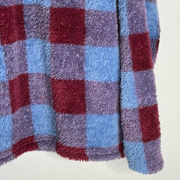 Eddie Bauer Blue Red Plaid Quest Fleece Quarter Zip Pullover Size Large - Picture 6 of 16